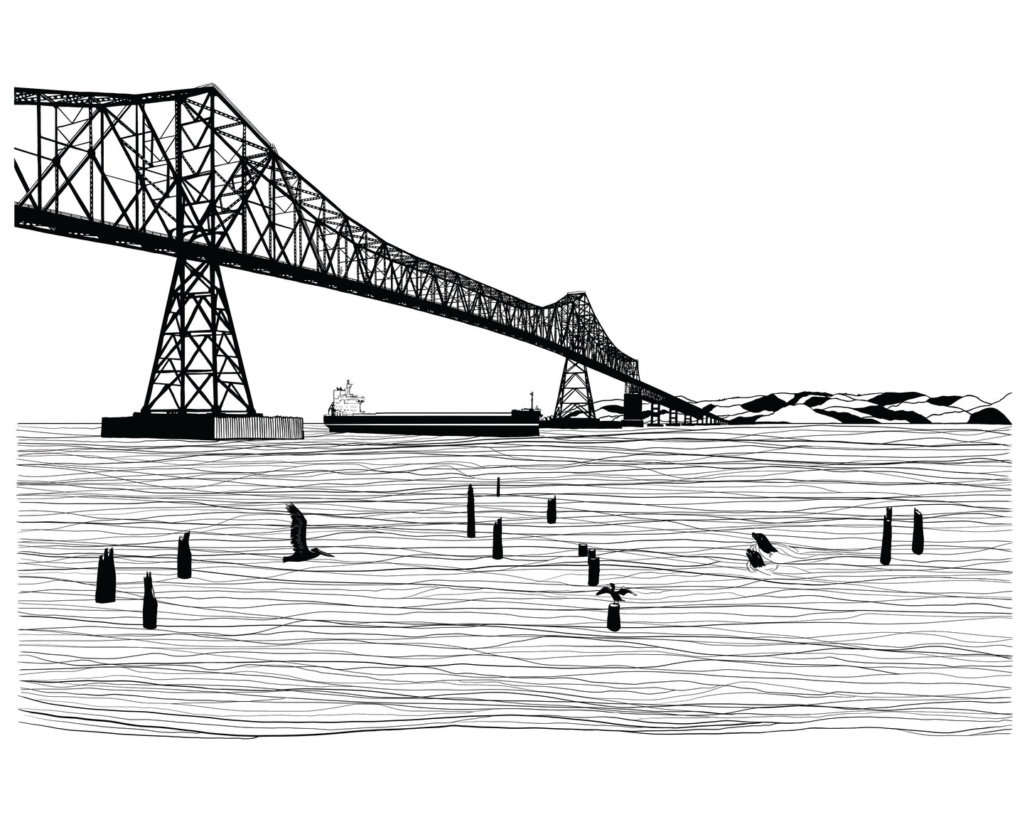 8x10 Gateway to the Sea Letterpress Print on cotton paper