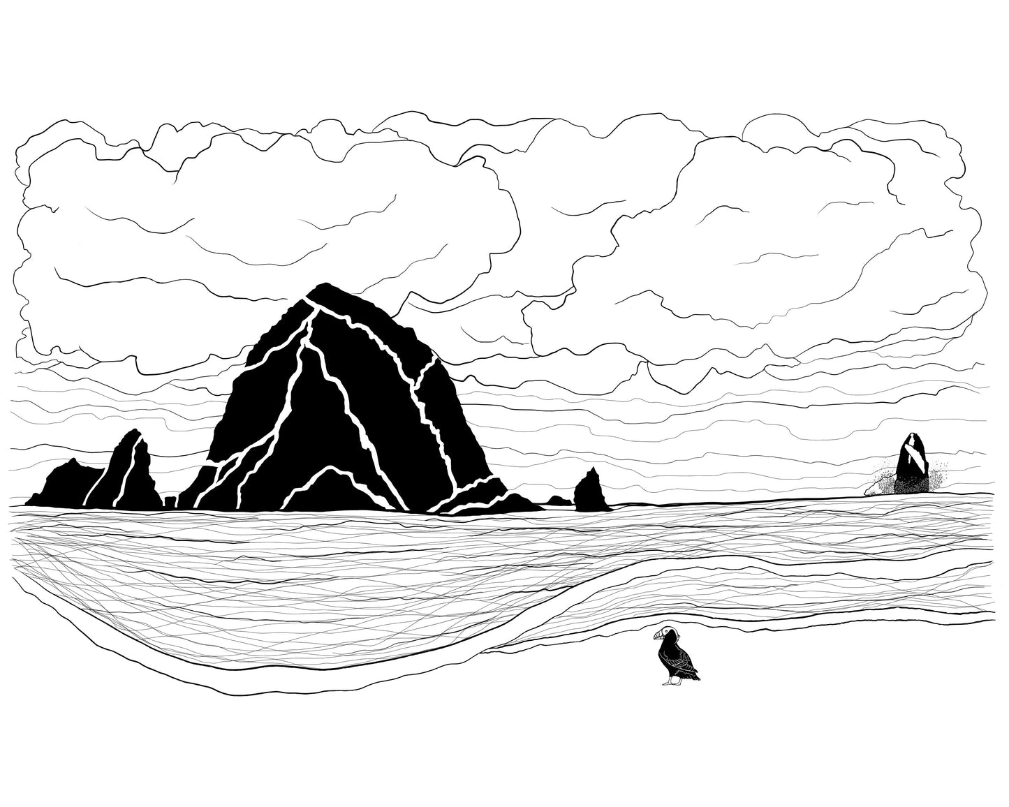 4x6 Haystack Humpback Letterpress Art Print Postcard on cotton paper