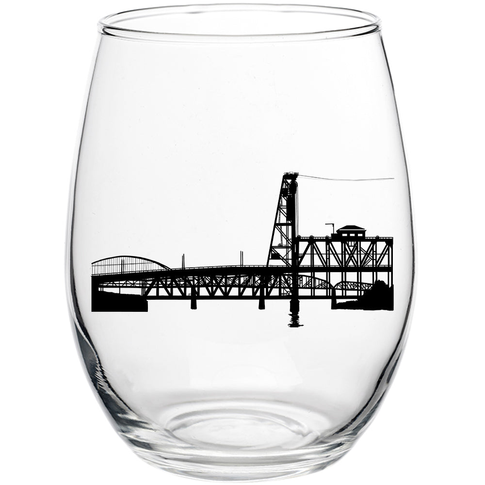 Portland Bridges 15oz Stemless Wine Glass