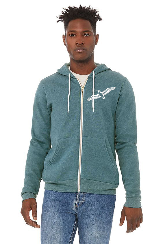 Pelicanza Beach Ultra Soft Zip Up Hoodie - Heather Deep Teal