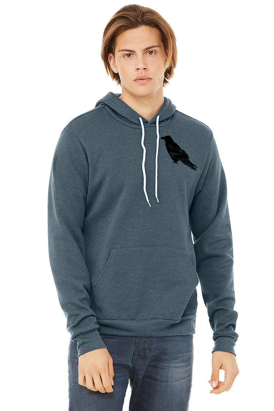 Perched Raven Ultra Soft Pull Over Hoodie - Unisex Heather Slate