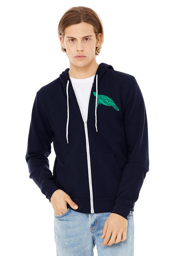 Sea Turtle Ultra Soft Zip Up Hoodie - Unisex Navy