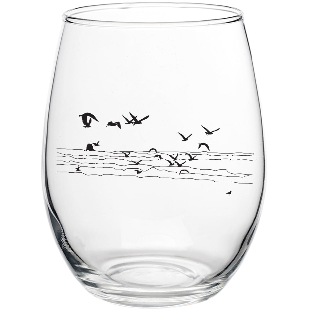 Seagull Beach 15oz Stemless Wine Glass