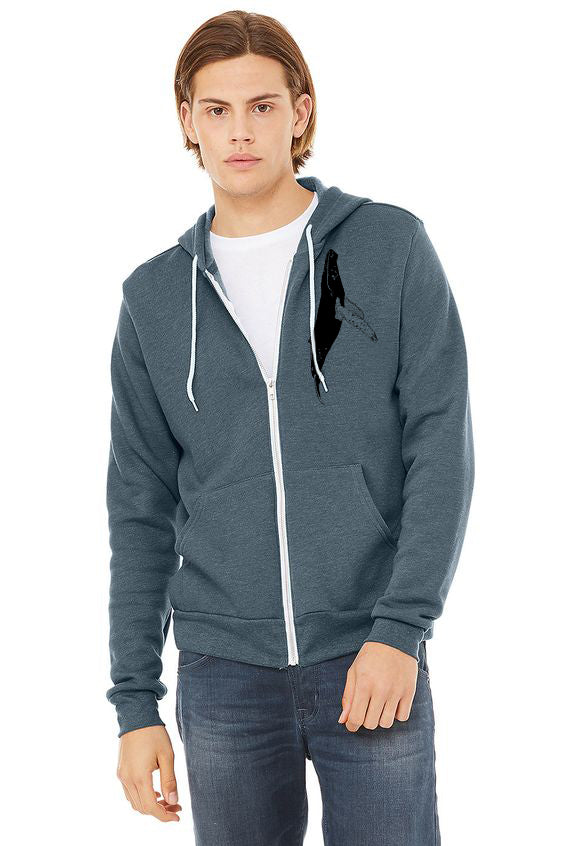 Whale's Tail Ocean Ultra Soft Zip up Hoodie - Unisex Heather Slate