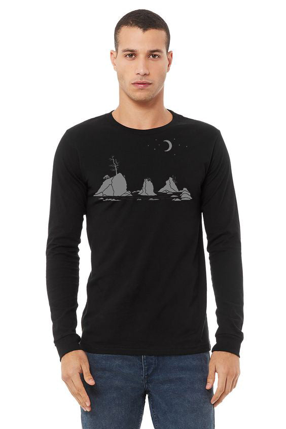 Moon Over Three Graces T-Shirt - Long Sleeve Unisex Black