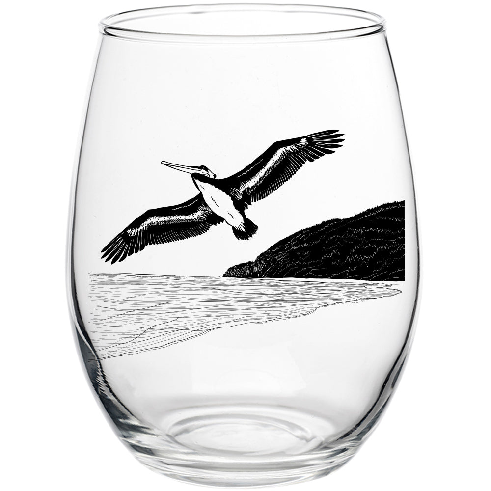 Pelicanza Beach 15oz Stemless Wine Glass