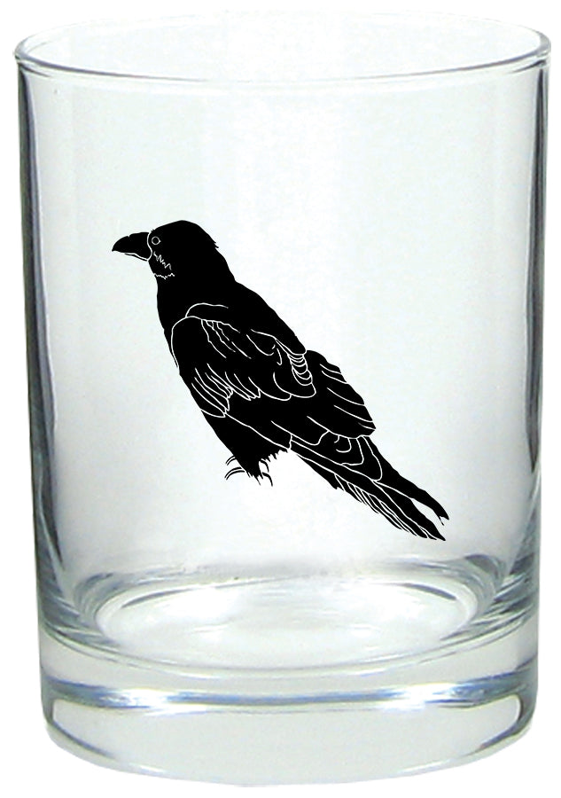 Perched Raven 14oz Tumbler Lowball Rocks Glass