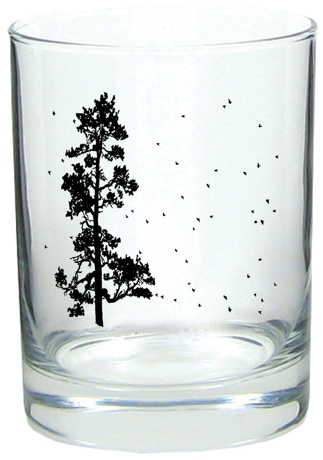 Pine Tree Flock 14oz Tumbler Lowball Rocks Glass