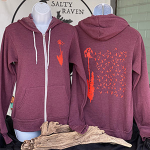 1000 Wishes Ultra Soft Zip up Hoodie - Unisex Heather Maroon