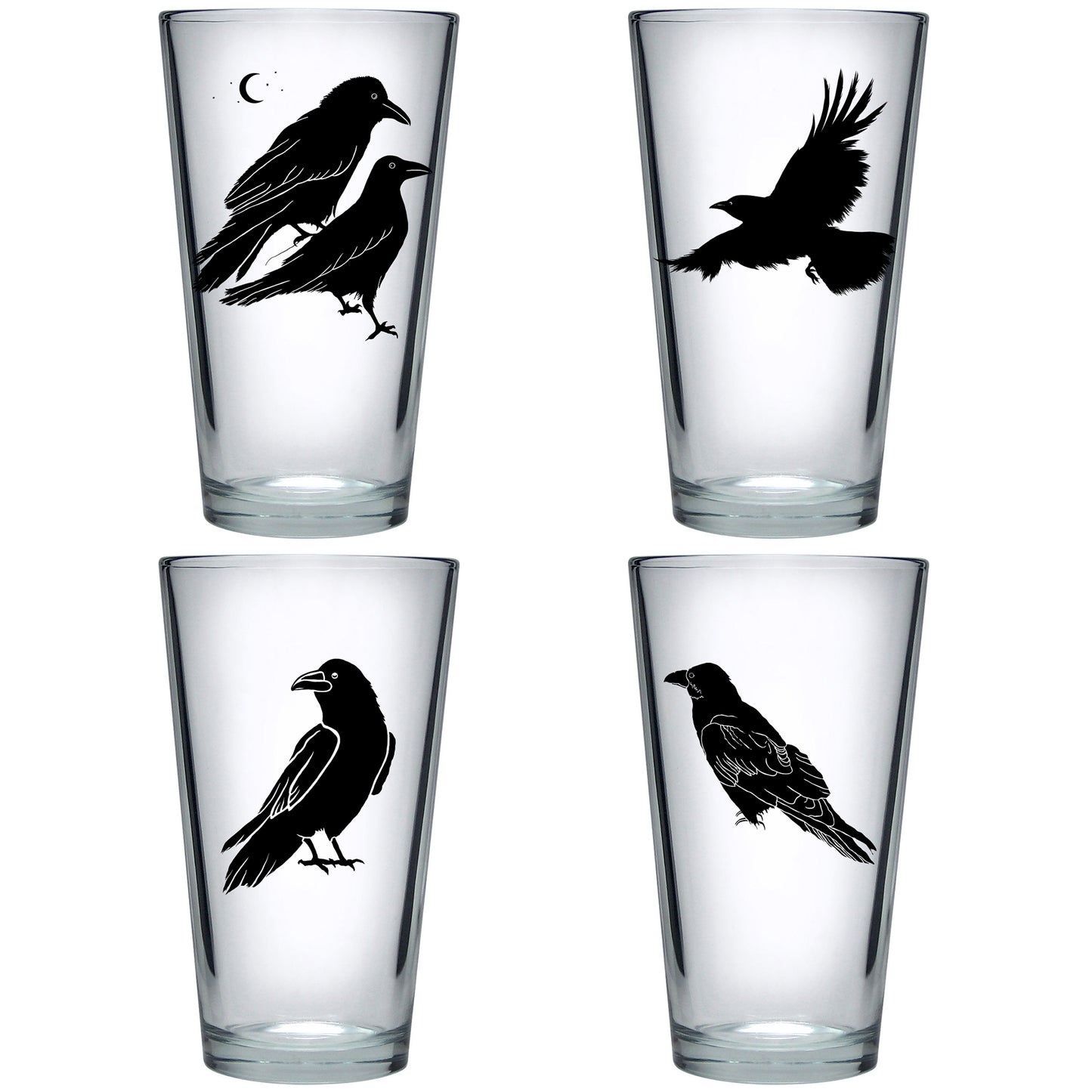 "All The Ravens" 16oz Pint Glass Boxed 4 Pack Set