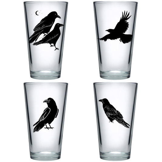 "All The Ravens" 16oz Pint Glass Boxed 4 Pack Set
