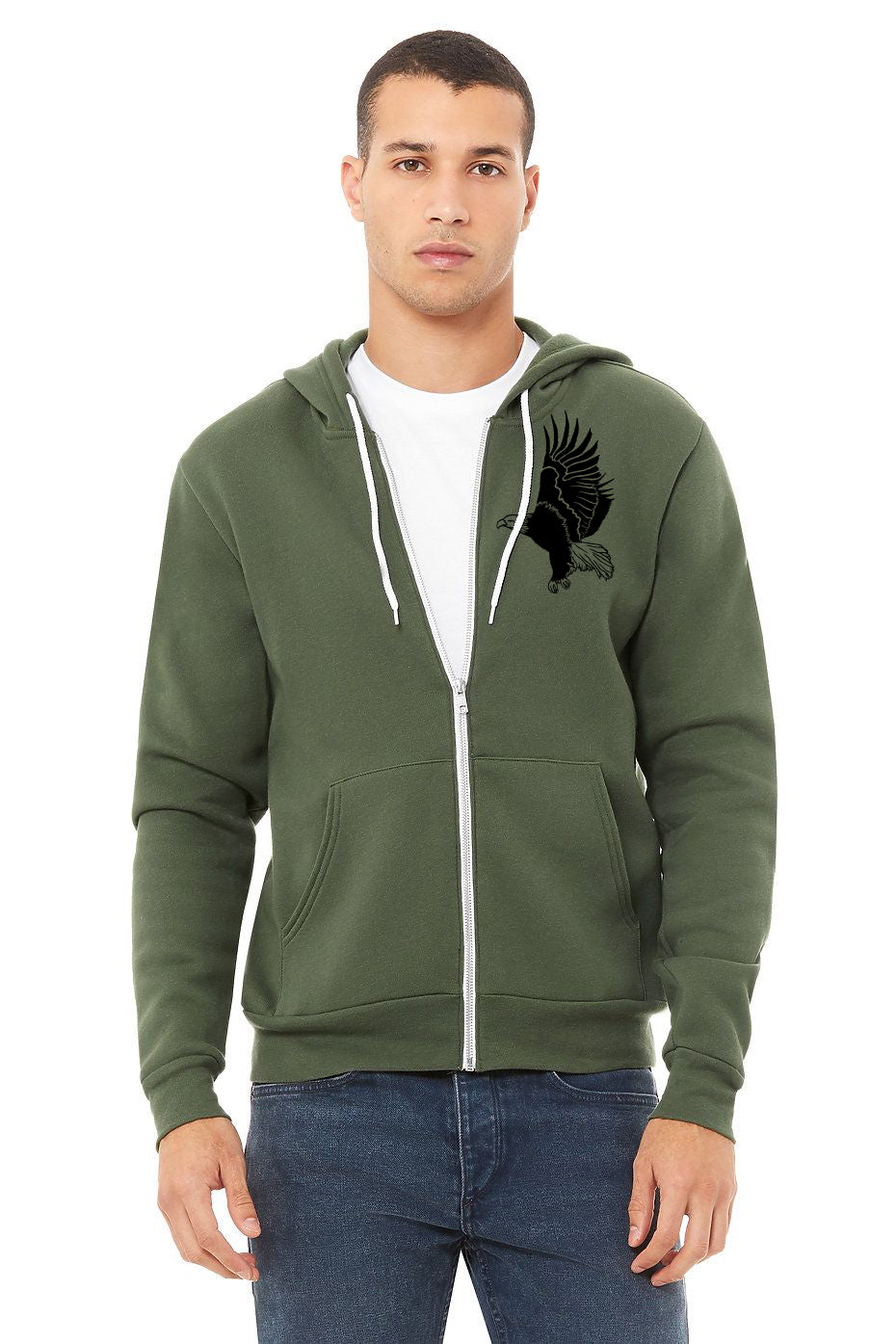 Coastal Eagles Ultra Soft Zip up Hoodie - Unisex Military Green