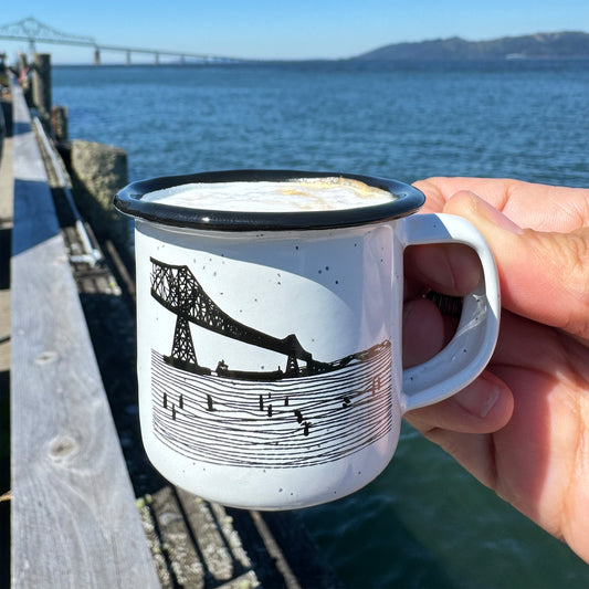 Gateway to the Sea 3oz Mini Enamel Campfire Espresso Mugs or Ornaments