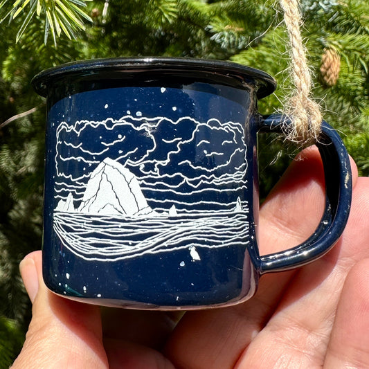 Haystack Humpback 3oz Mini Enamel Campfire Espresso Mugs “Ornaments”