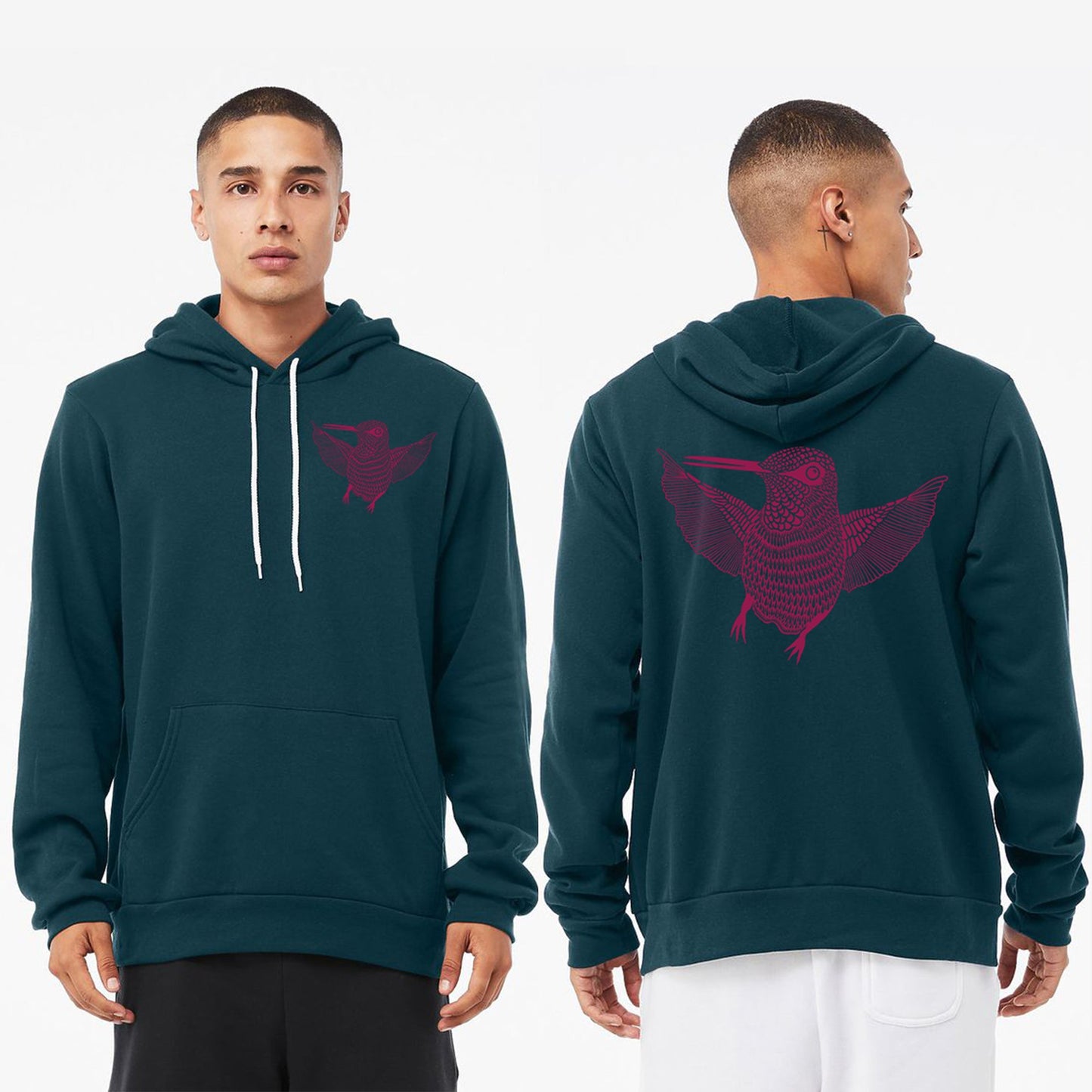 Hummingbird Hello Ultra Soft Sponge Pullover Hoodie Atlantic