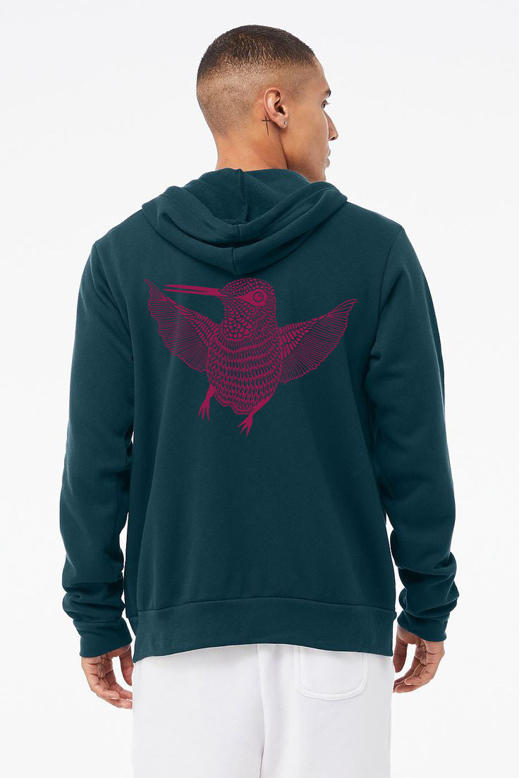 Hummingbird Hello Ultra Soft Sponge Pullover Hoodie Atlantic