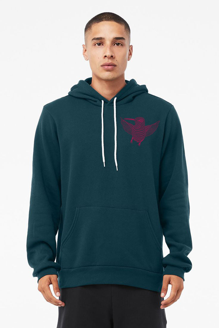 Hummingbird Hello Ultra Soft Sponge Pullover Hoodie Atlantic