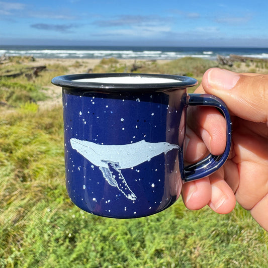 Humpback Whale 3oz Mini Enamel Campfire Espresso Mugs or Ornaments 3oz