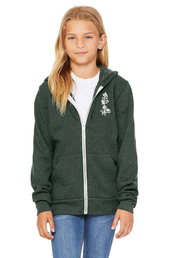 Mountain Forest - Youth & Toddler Zip-Up Hoodie Heather Forest