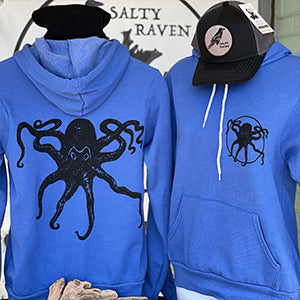 Octopus Kraken Ultra Soft Pull Over Hoodie - Unisex Heather True Royal
