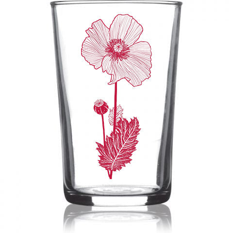 6.75oz Euro Wine Juice Glass Flower Series Color 4 Pack Boxed Set