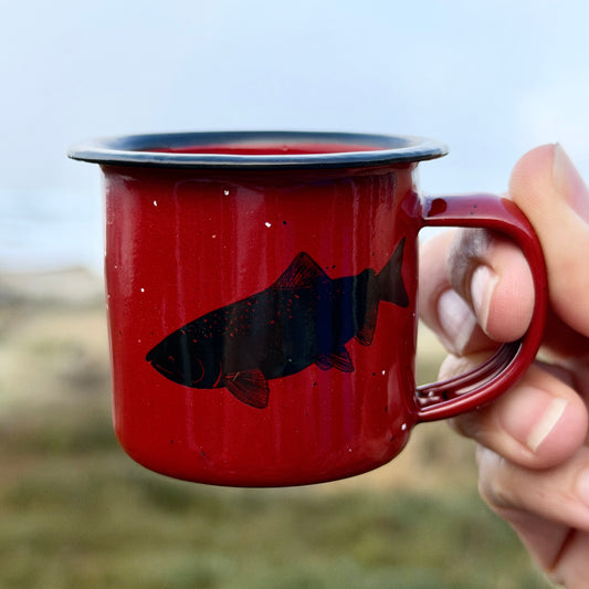 Salmon 3oz Mini Enamel Campfire Espresso Mugs or Ornaments