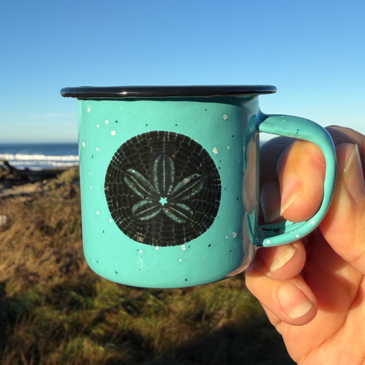 Sand Dollar 3oz Mini Enamel Campfire Espresso Mugs or Ornaments