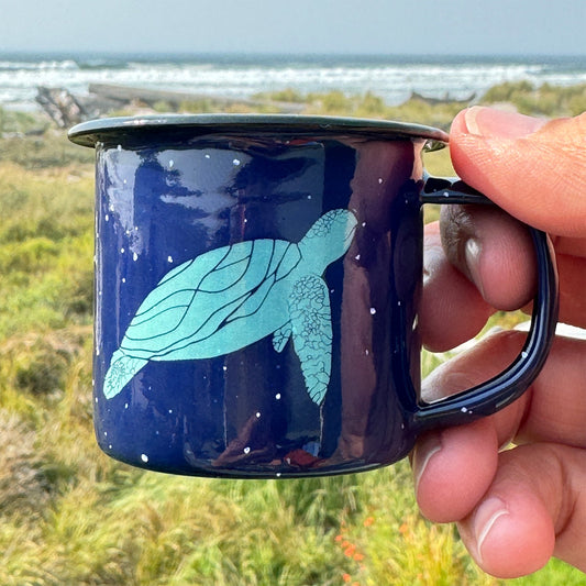 Sea Turtle 3oz Mini Enamel Campfire Espresso Mugs or Ornaments