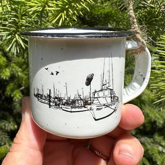 Salty Port 3oz Mini Enamel Campfire Espresso Mugs “Ornaments”