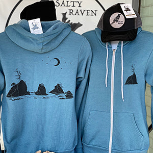 Moon Over Three Graces Ultra Soft Zip Up-Hoodie - Unisex Heather Deep Teal
