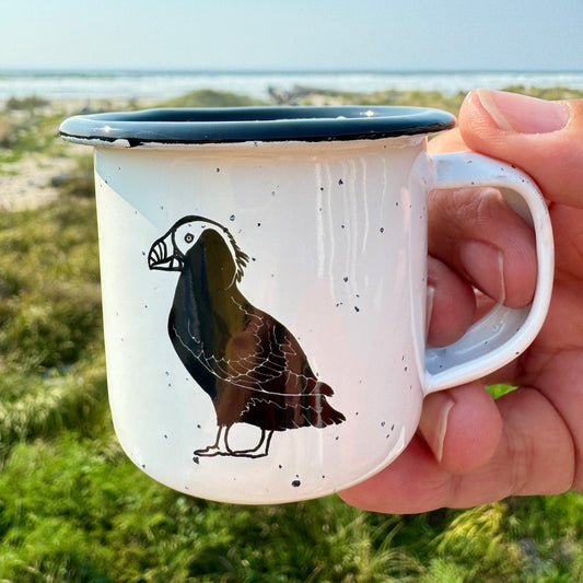 Tufted Puffin 3oz Mini Enamel Campfire Espresso Mugs or Ornaments