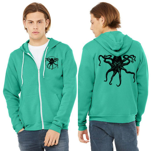 Octopus Kraken Ultra Soft Zip up-Hoodie - Unisex Teal