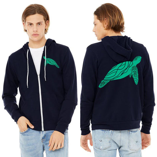 Sea Turtle Ultra Soft Zip Up Hoodie - Unisex Navy