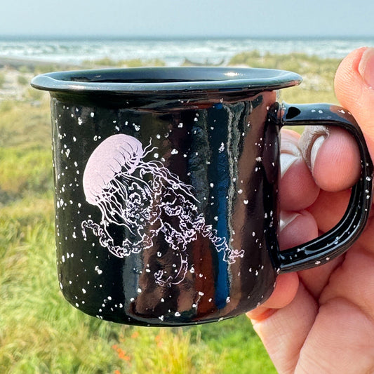 Vogue Jellyfish 3oz Mini Enamel Campfire Espresso Mugs or Ornaments