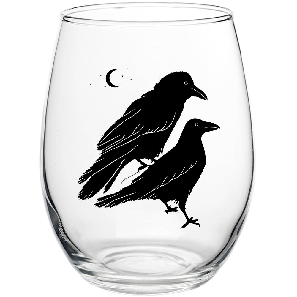 Celestial Raven 15oz Stemless Wine Glass