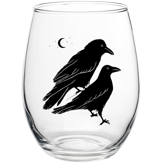Celestial Raven 15oz Stemless Wine Glass