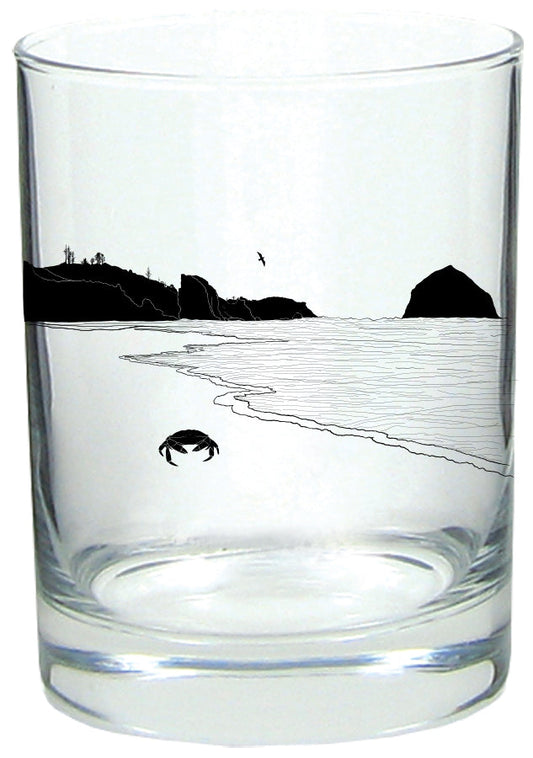 Crabby Beach Tumbler Rocks Lowball Glass