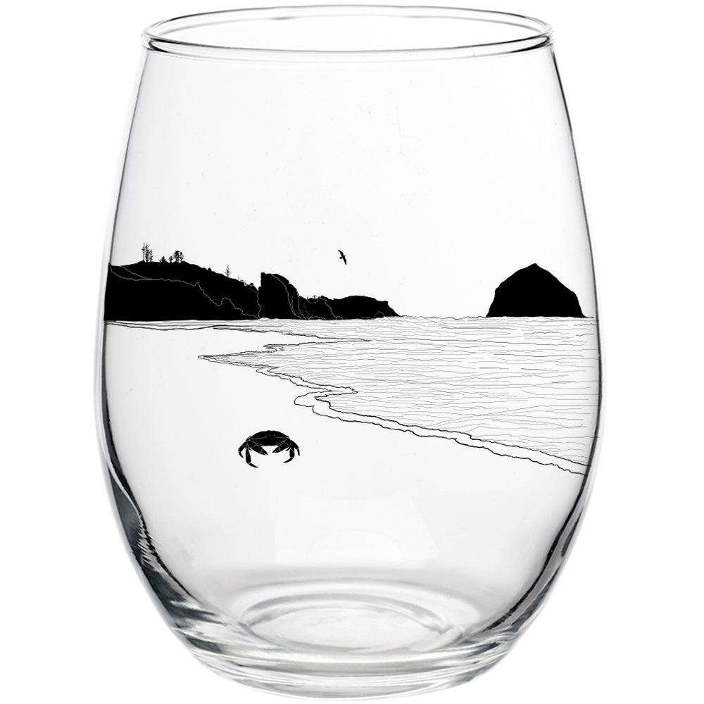 Crabby Beach 15oz Stemless Wine Glass