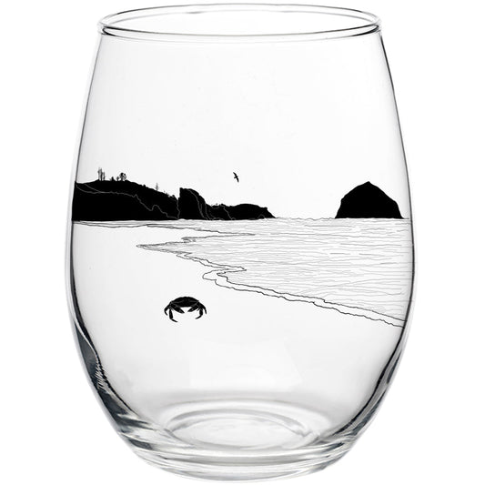 Crabby Beach 15oz Stemless Wine Glass