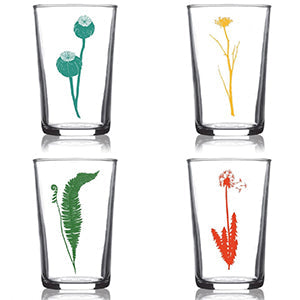 6.75oz Euro Wine Juice Glass Botanical Series Color 4 Pack Boxed Set
