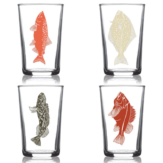 6.75oz Euro Wine Juice Glass Fish Series Color 4 Pack Boxed Set