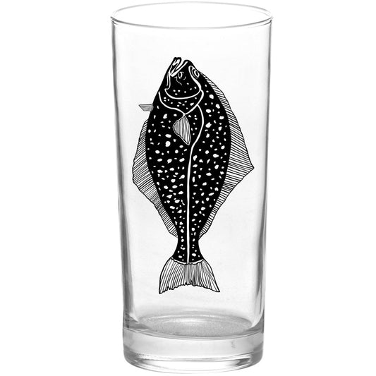 Fish Series Black- Halibut 15oz Highball Collins Glass