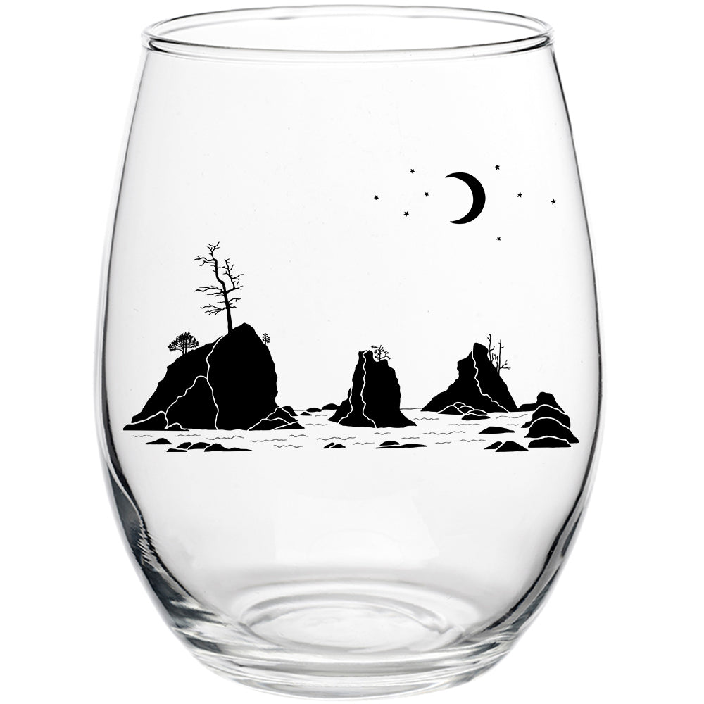 Moon Over Three Graces 15oz Stemless Wine Glass