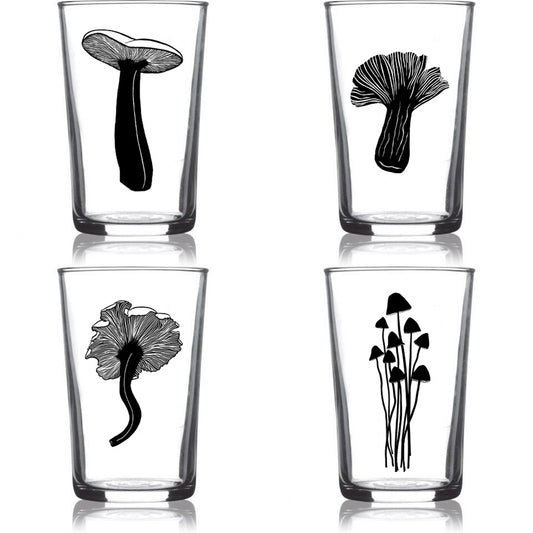 6.75oz Euro Wine Juice Glass Mushroom Series Black 4 Pack Boxed Set