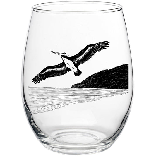 Pelicanza Beach 15oz Stemless Wine Glass