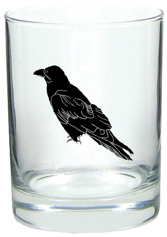 Perched Raven 14oz Tumbler Lowball Rocks Glass