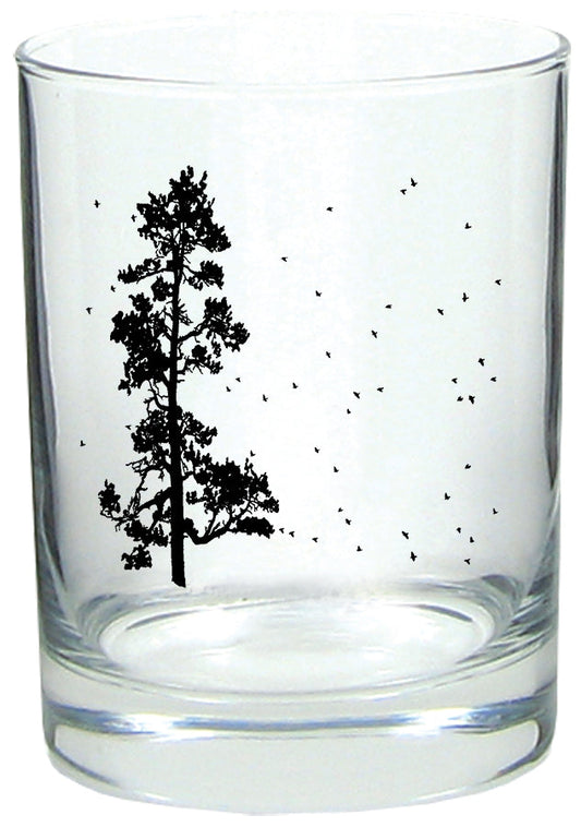 Pine Tree Flock 14oz Tumbler Lowball Rocks Glass