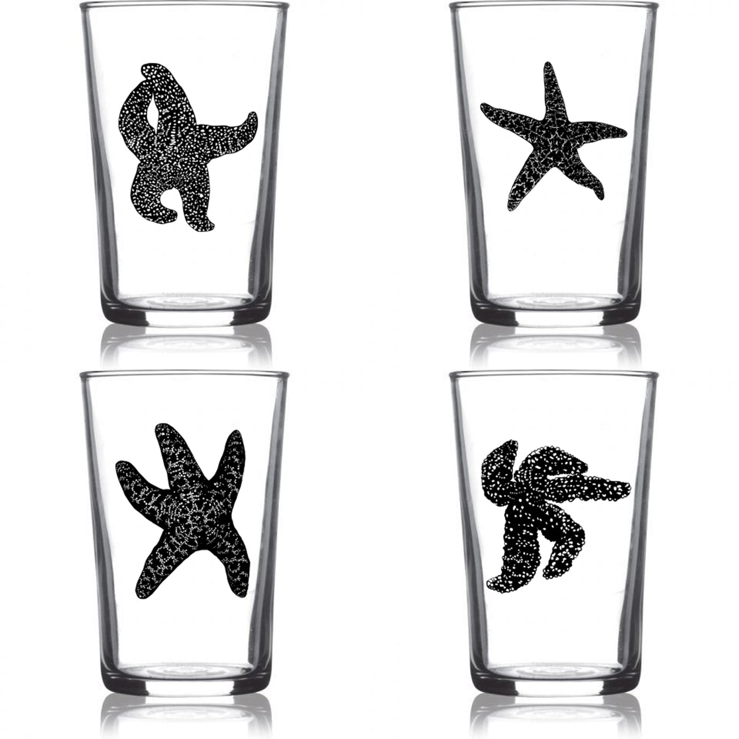 6.75oz Euro Wine Juice Glass Sea Star Series Black 4 Pack Boxed Set