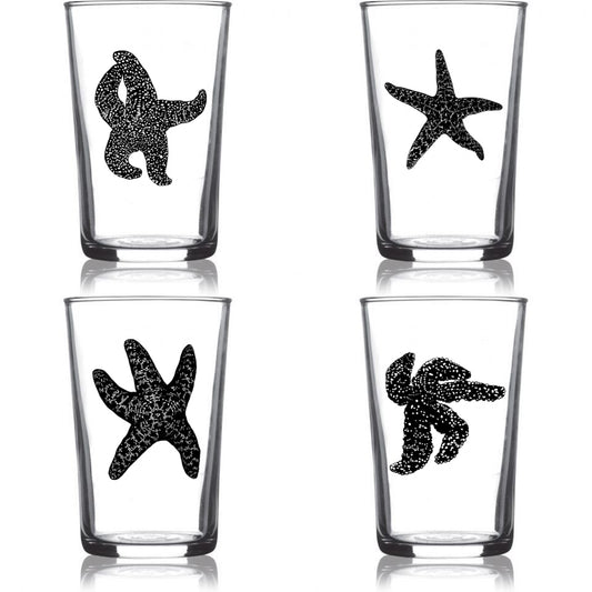 6.75oz Euro Wine Juice Glass Sea Star Series Black 4 Pack Boxed Set