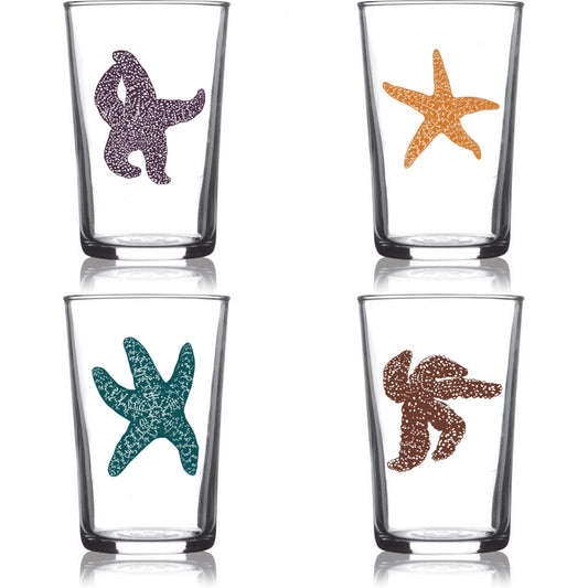 6.75oz Euro Wine Juice Glass Sea Star Series Color 4 Pack Boxed Set